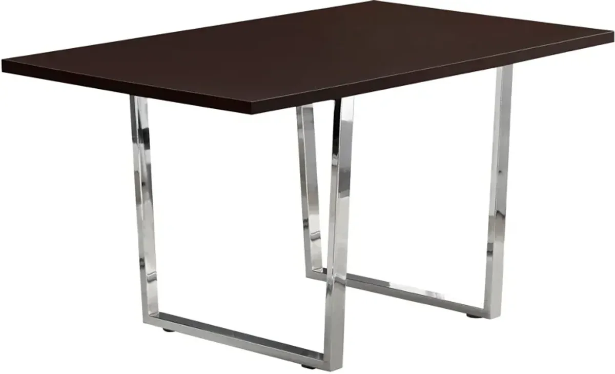 Amory Dining Table - Dark Brown/Chrome