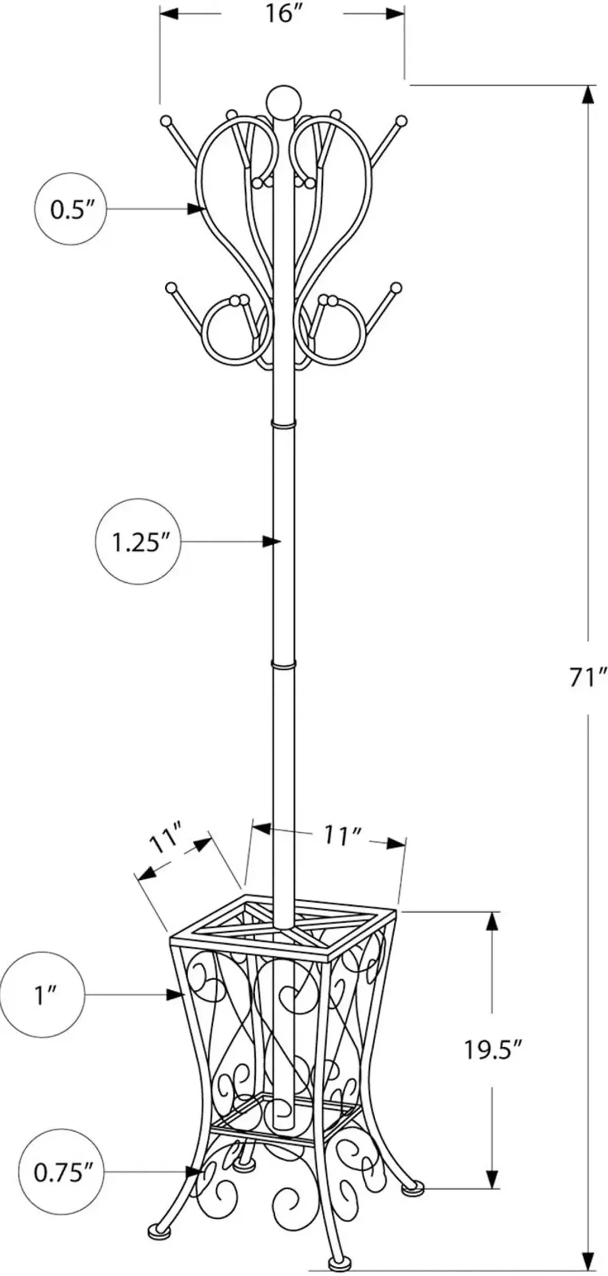 Loomis Coat Rack with Umbrella Holder