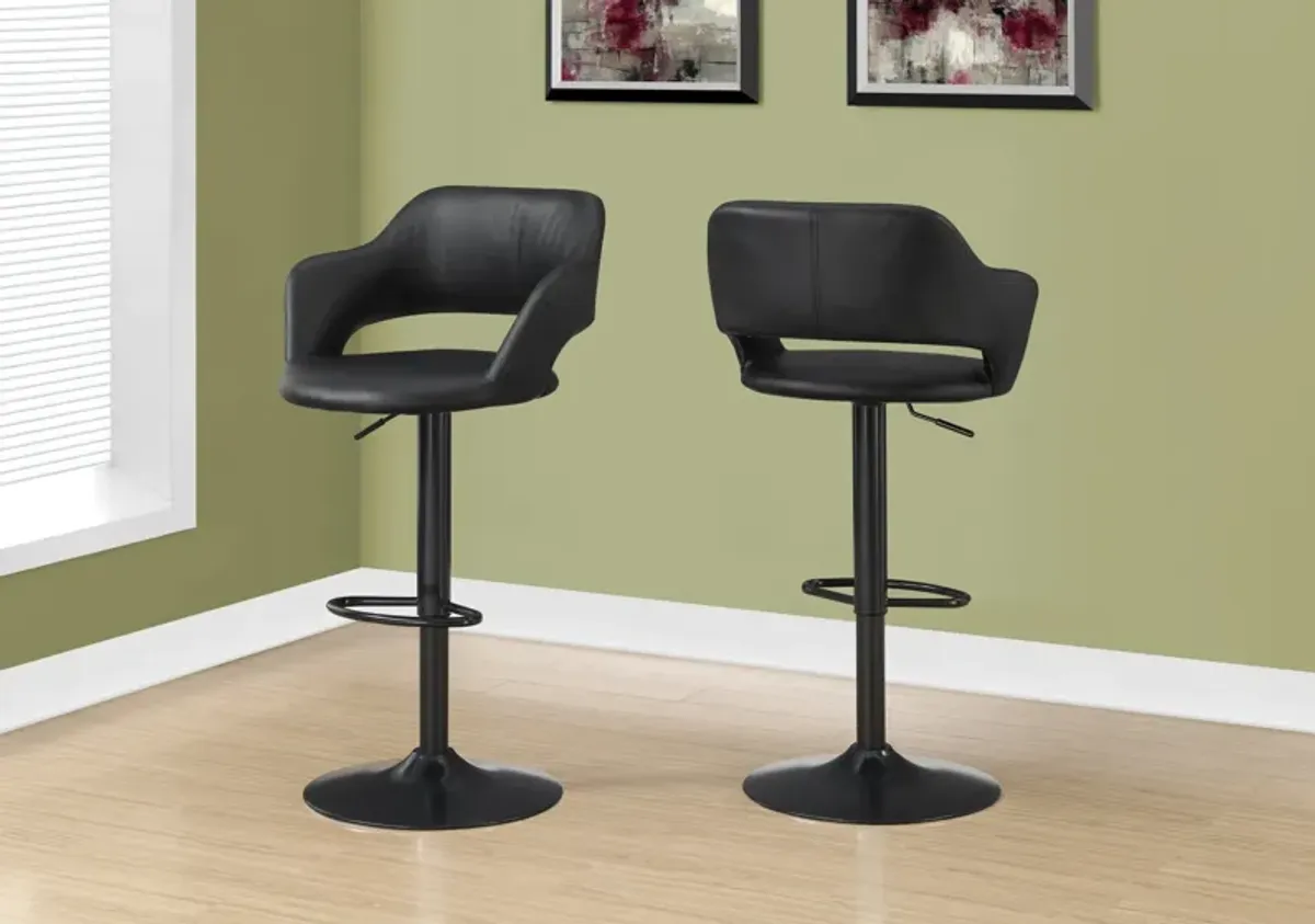 Ollie Adjustable Bar Stool - Black/Black