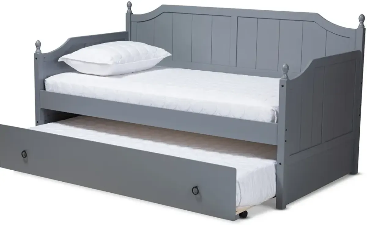 Ellamay Twin Daybed with Trundle - Gray