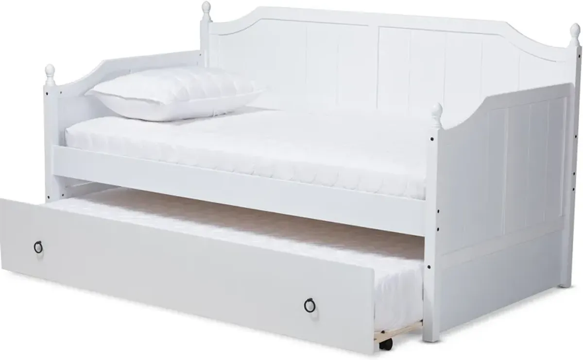 Ellamay Twin Daybed with Trundle - White