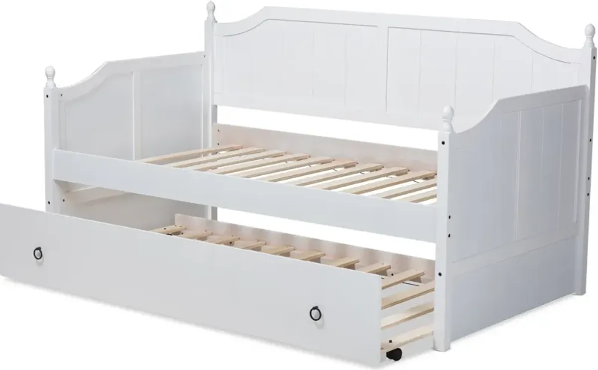 Ellamay Twin Daybed with Trundle - White