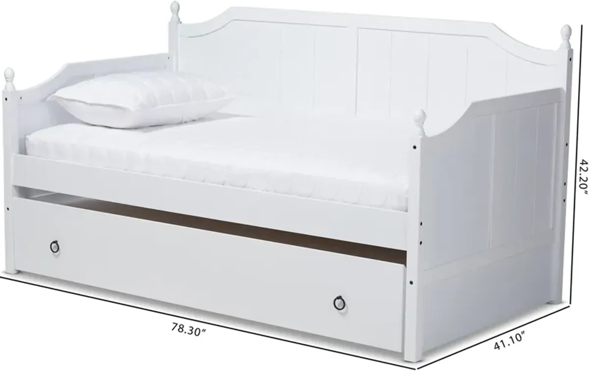 Ellamay Twin Daybed with Trundle - White