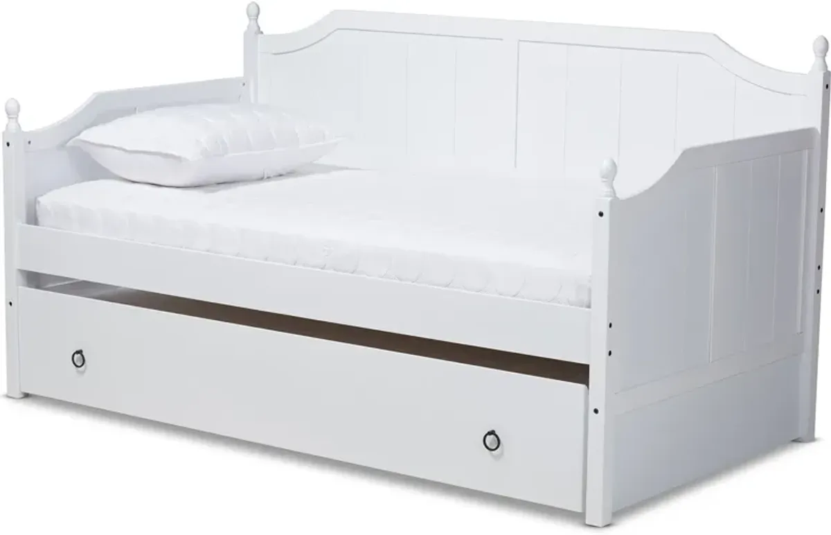 Ellamay Twin Daybed with Trundle - White