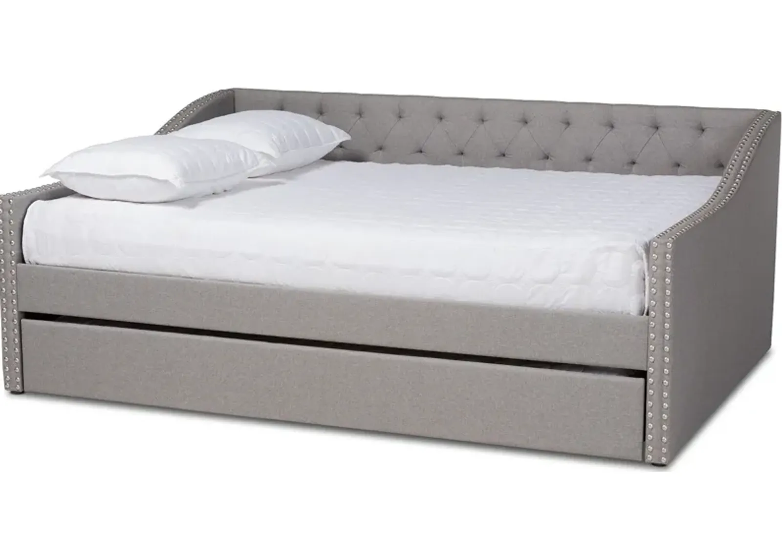 Taite Full Upholstered Daybed with Trundle - Light Grey