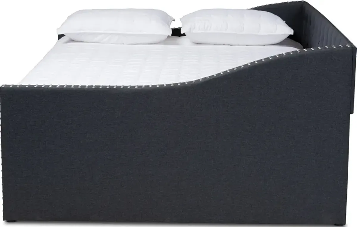 Taite Full Upholstered Daybed with Trundle - Dark Grey