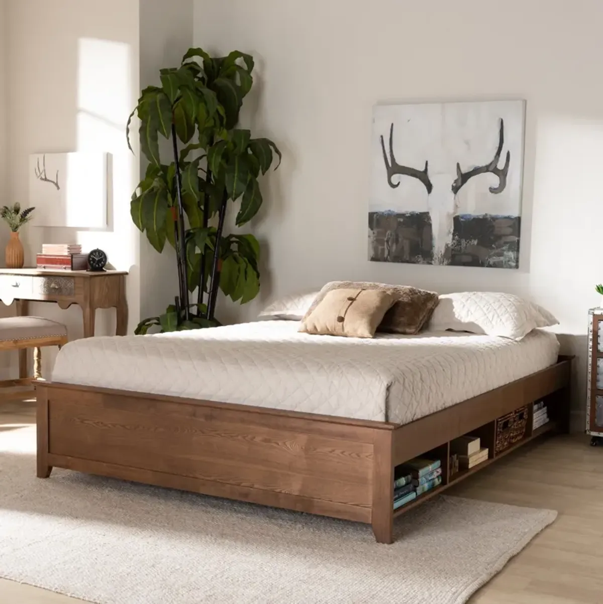 Felizia Queen Platform Bed - Ash Walnut