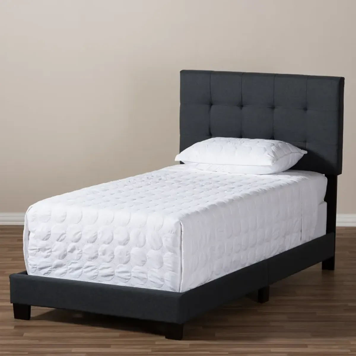 Zanab Twin Upholstered Bed - Dark Gray