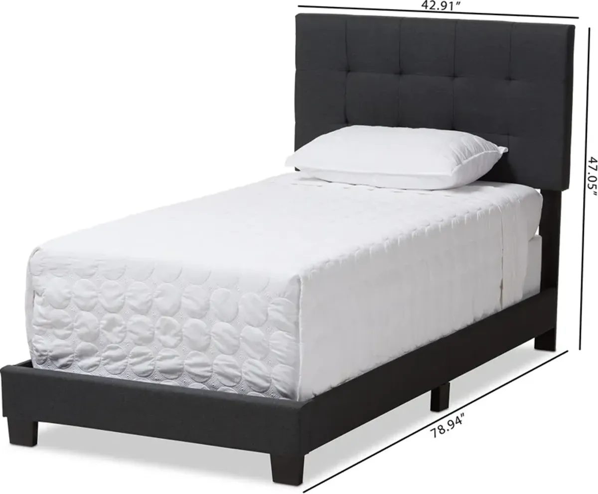 Zanab Twin Upholstered Bed - Dark Gray