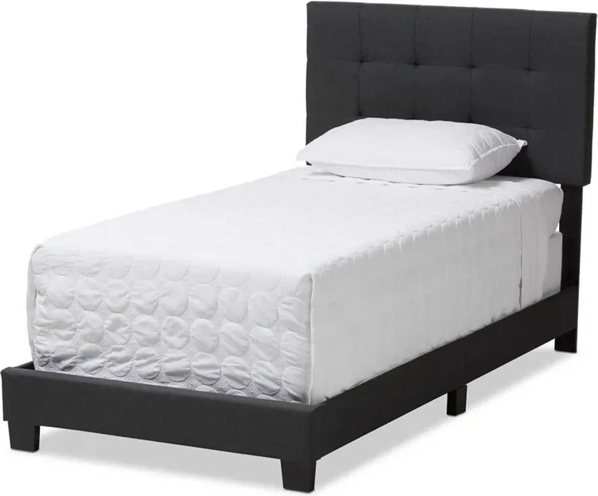 Zanab Twin Upholstered Bed - Dark Gray