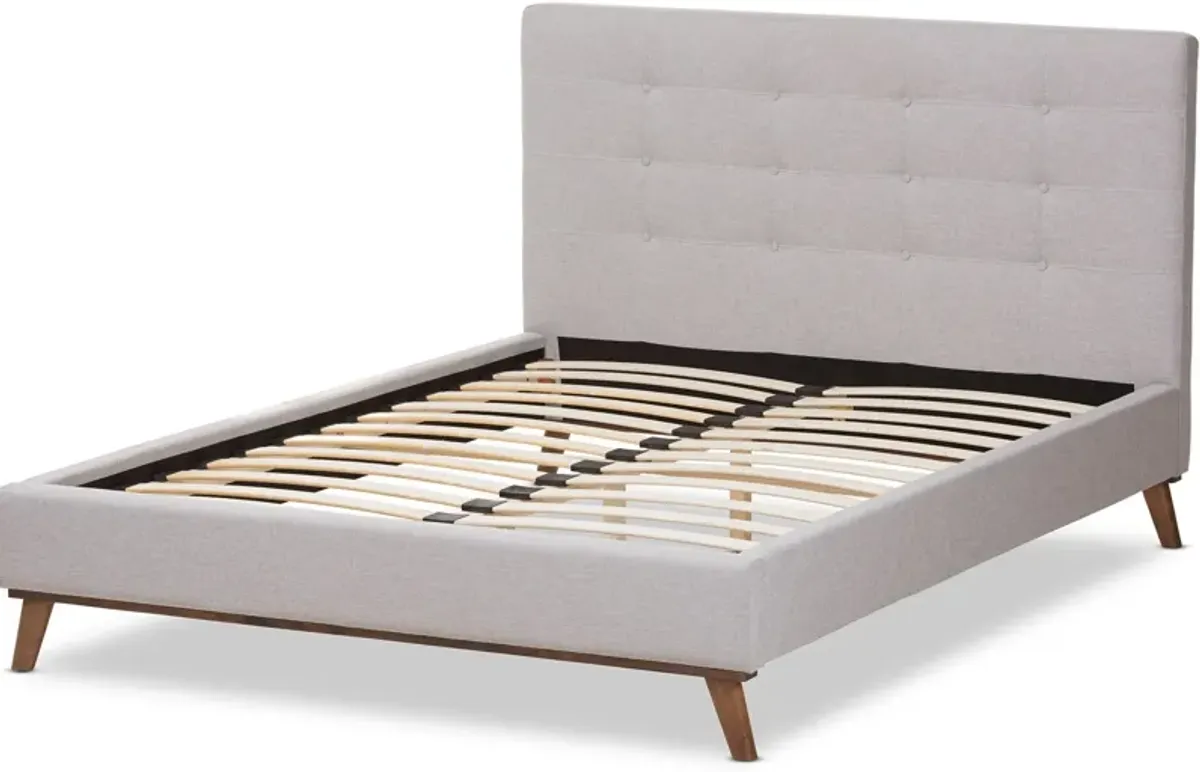 Teyah Queen Upholstered Platform Bed - Greyish Beige