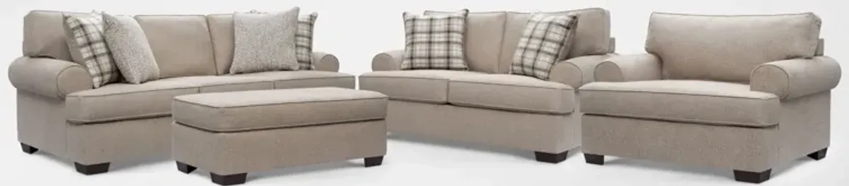 Emory Sofa, Loveseat, Chair and Ottoman - Beige