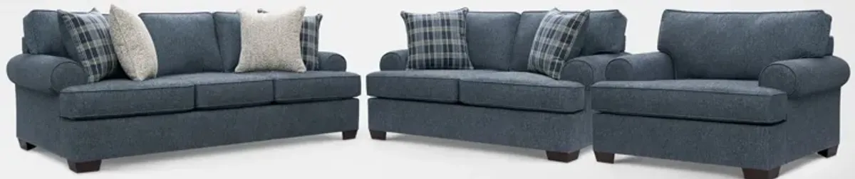 Emory Sofa, Loveseat and Chair - Navy