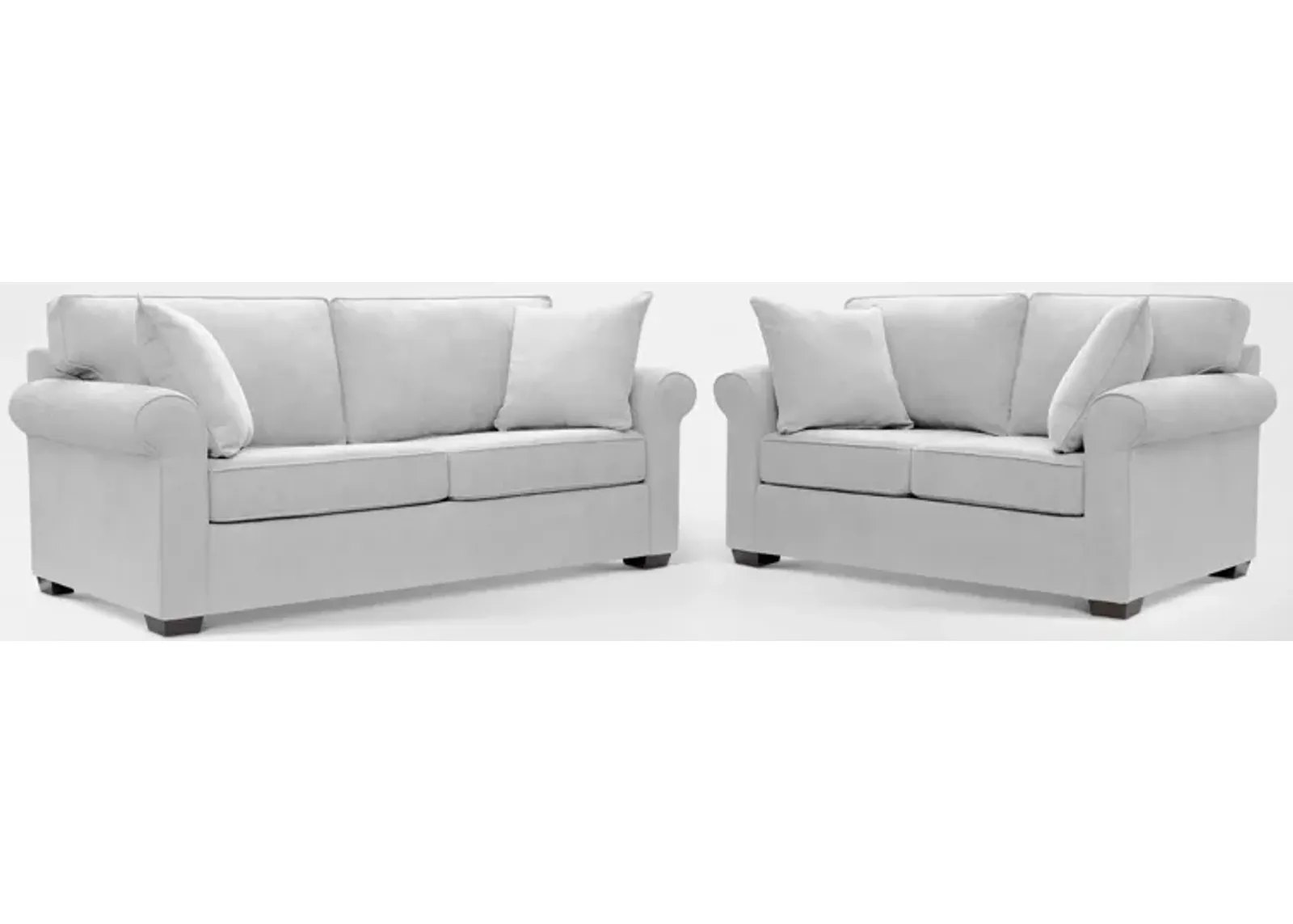 Milly Sofa and Loveseat Set - Light Gray