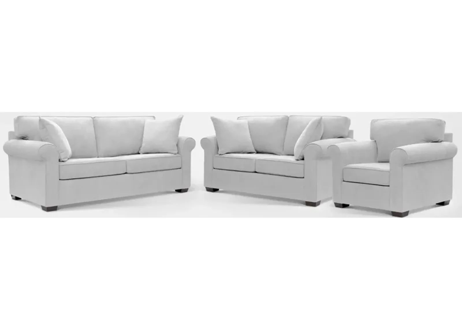 Milly Sofa, Loveseat and Chair Set - Light Gray