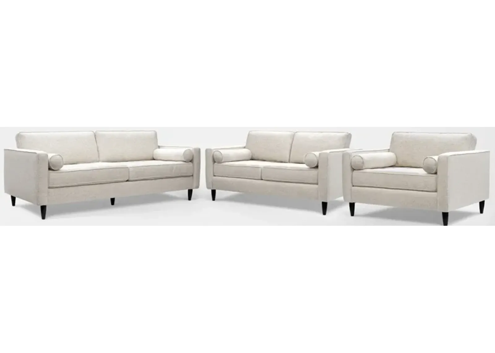 Brie Sofa, Loveseat and Chair and a Half Set - Beige