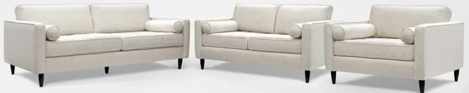 Brie Sofa, Loveseat and Chair and a Half Set - Beige