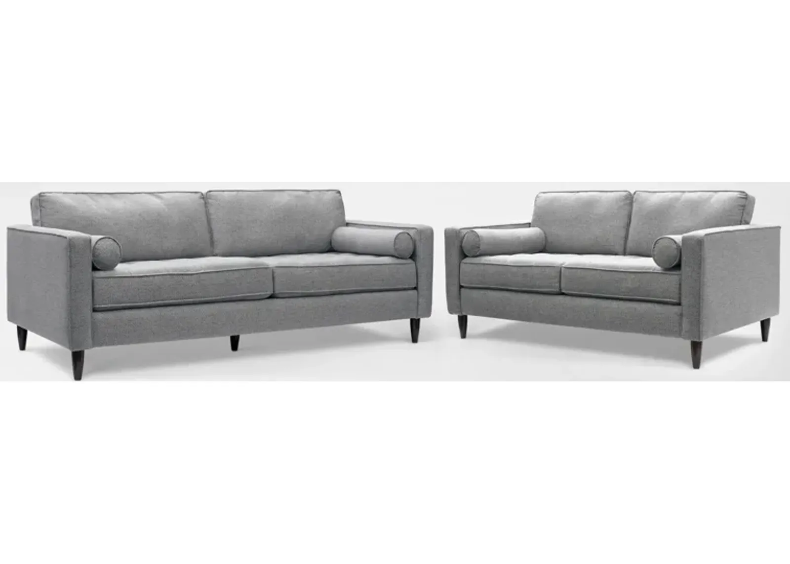 Brie Sofa and Loveseat Set - Gray