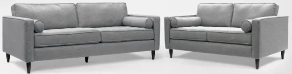 Brie Sofa and Loveseat Set - Gray
