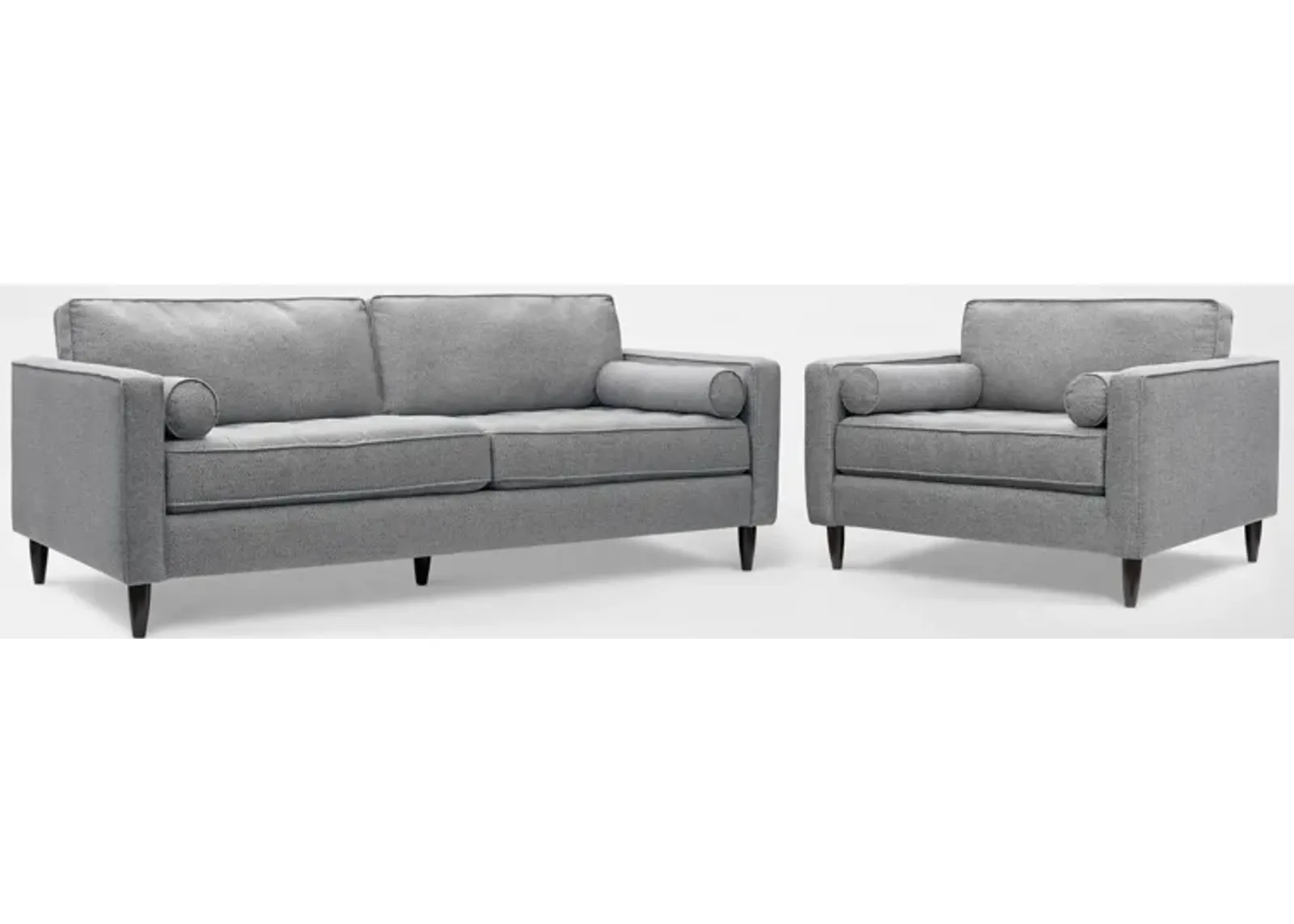 Brie Sofa and Chair and a Half Set - Gray