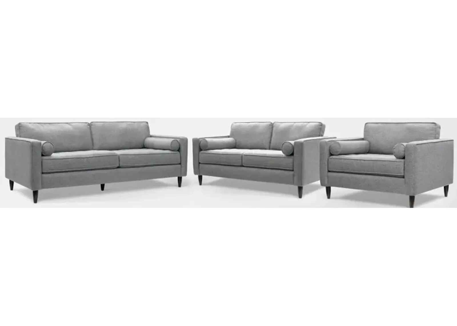 Brie Sofa, Loveseat and Chair and a Half Set - Gray