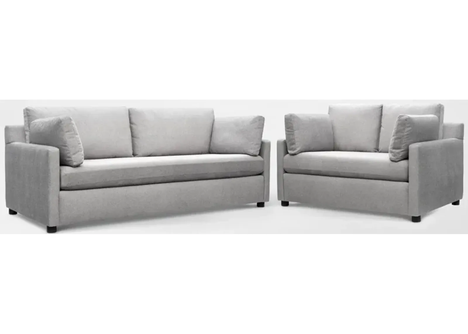 Lena Sofa and Loveseat Set - Light Gray