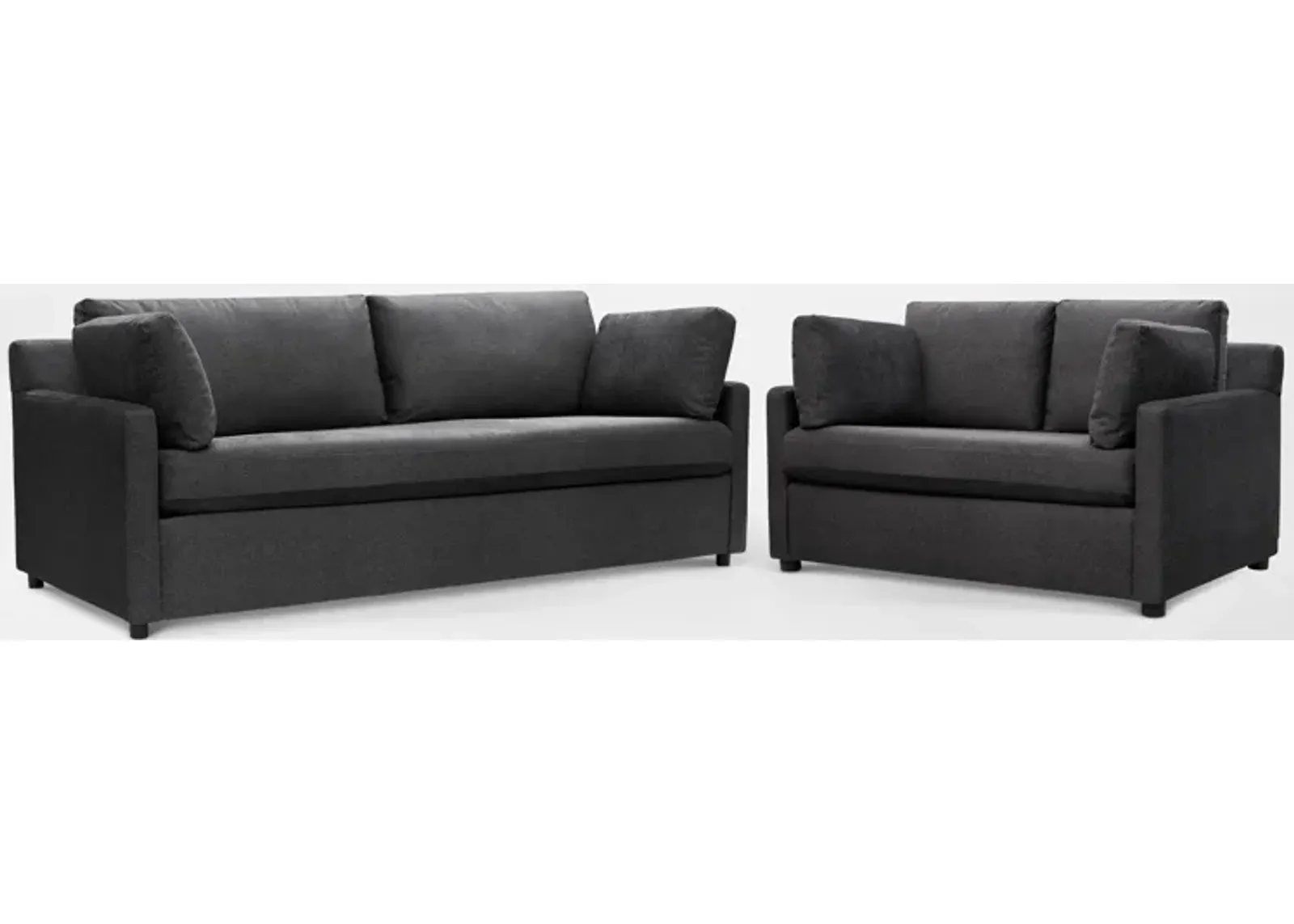 Lena Sofa and Loveseat Set - Charcoal