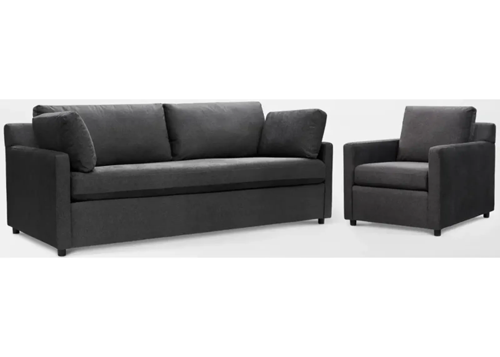 Lena Sofa and Chair Set - Charcoal