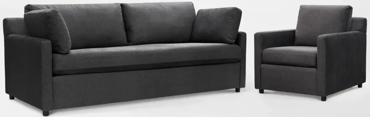 Lena Sofa and Chair Set - Charcoal