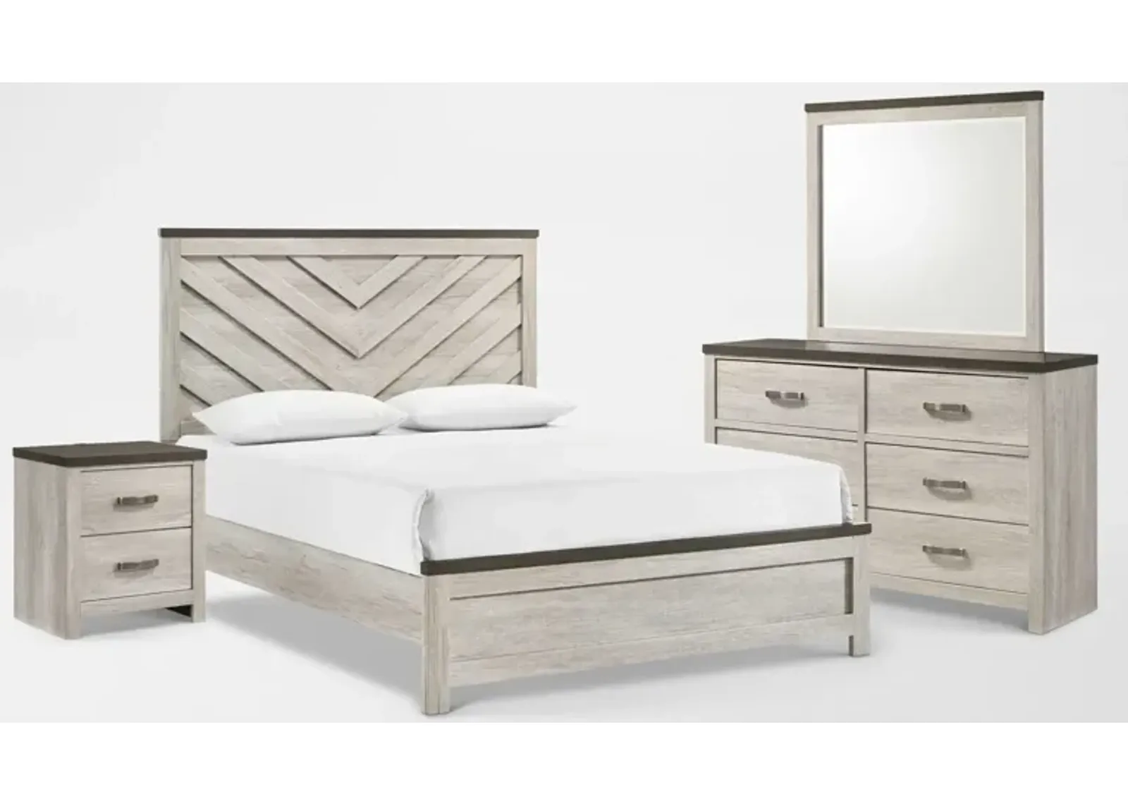 Ryland 6-Piece Queen Panel Bedroom Set with Dresser, Mirror and Nightstand with USB Charging