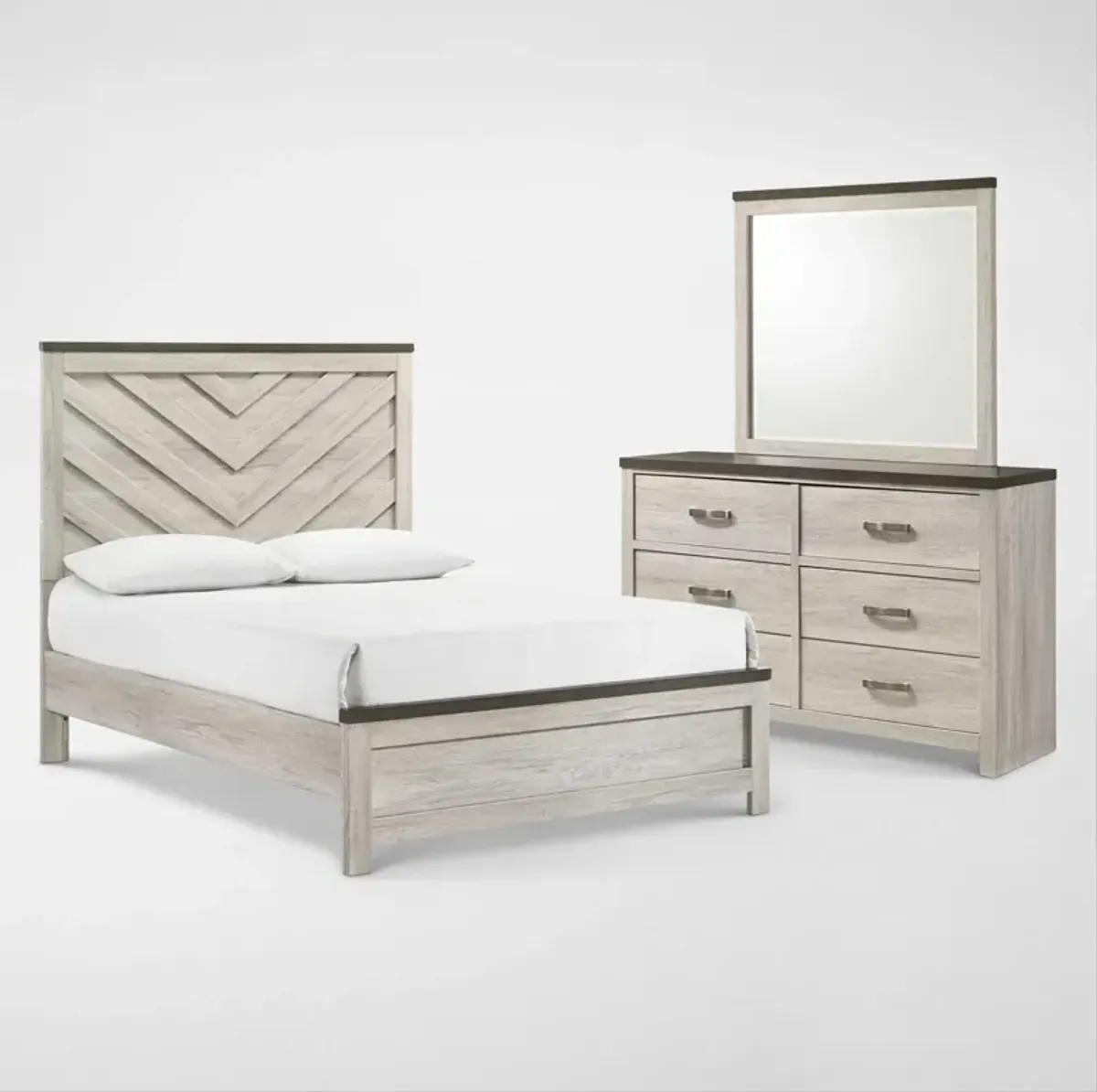 Ryland 5-Piece Full Youth Panel Bedroom Set with Dresser and Mirror