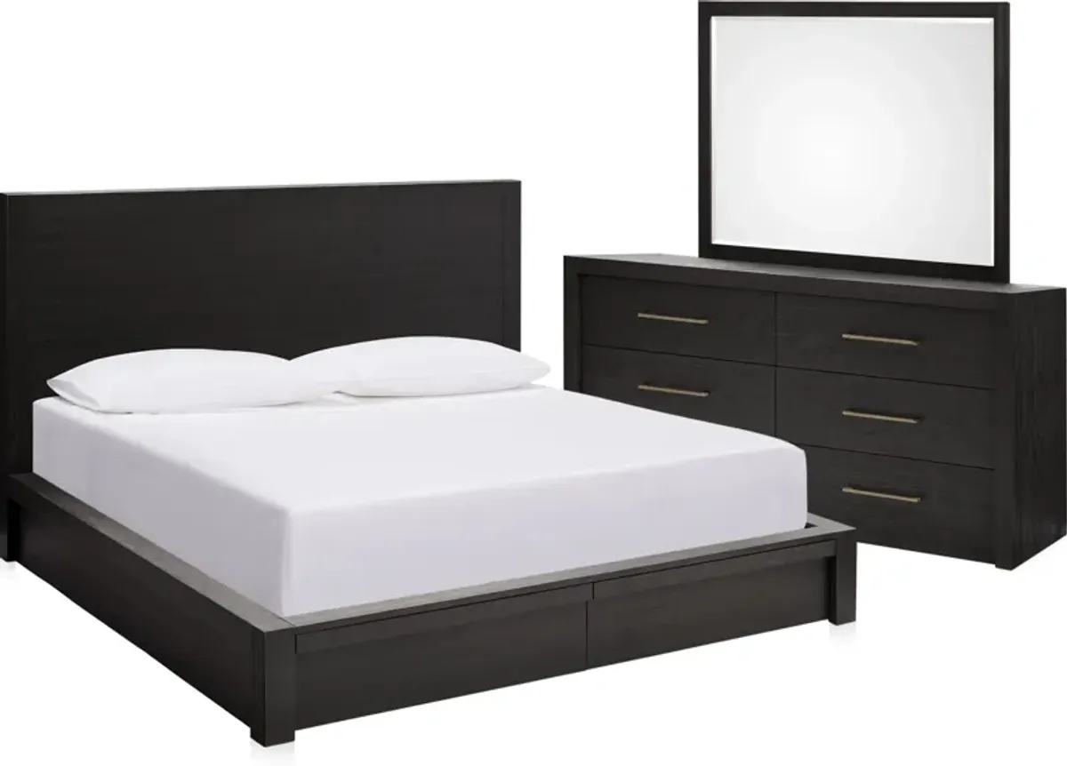 Decker 5-Piece King Storage Bedroom Set with Dresser and Mirror