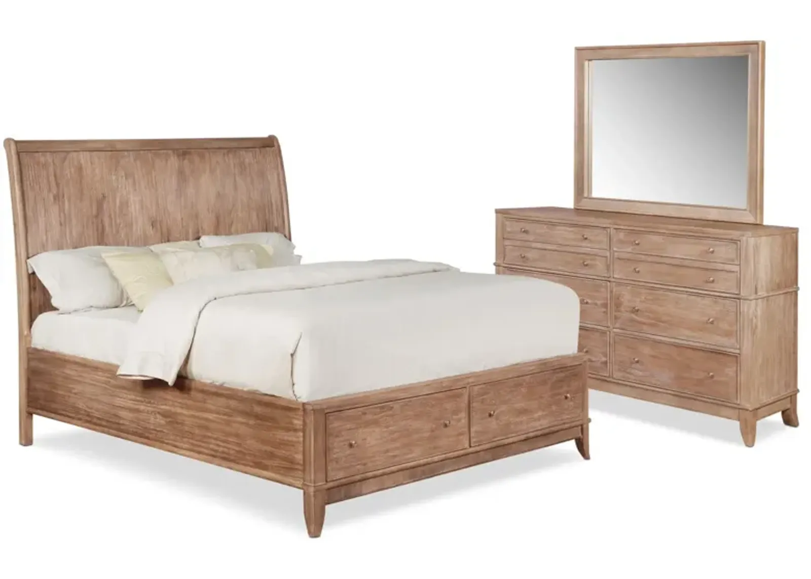 Hazel 5-Piece King Bedroom Set with Dresser and Mirror - Latte