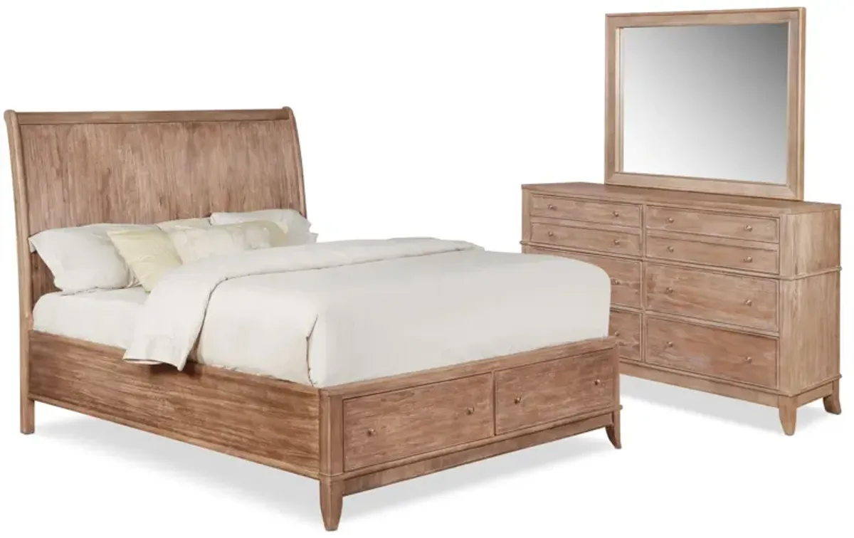 Hazel 5-Piece King Bedroom Set with Dresser and Mirror - Latte