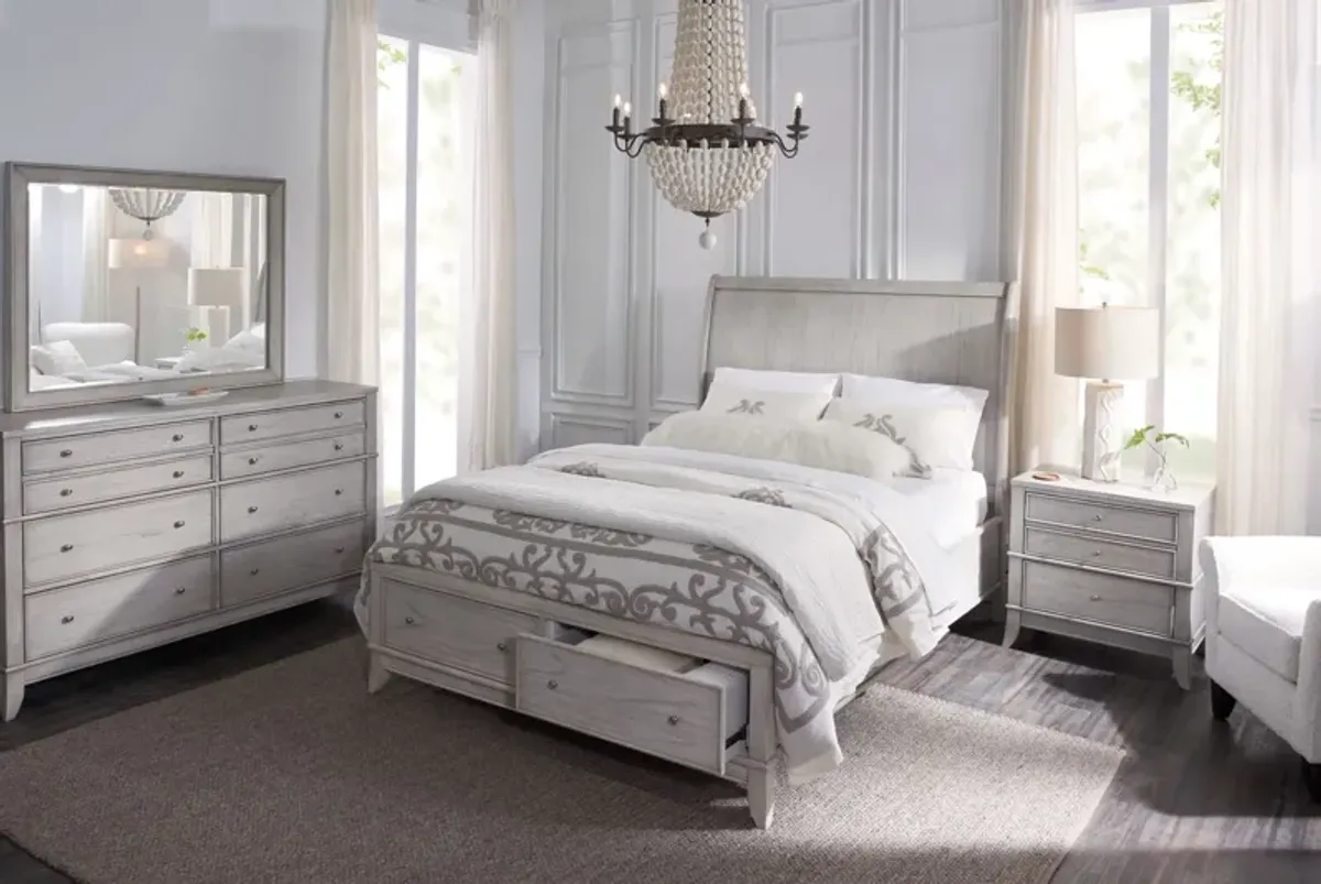 Hazel 6-Piece Queen Bedroom Set with 2-Drawer Nightstand, Dresser and Mirror - Water White