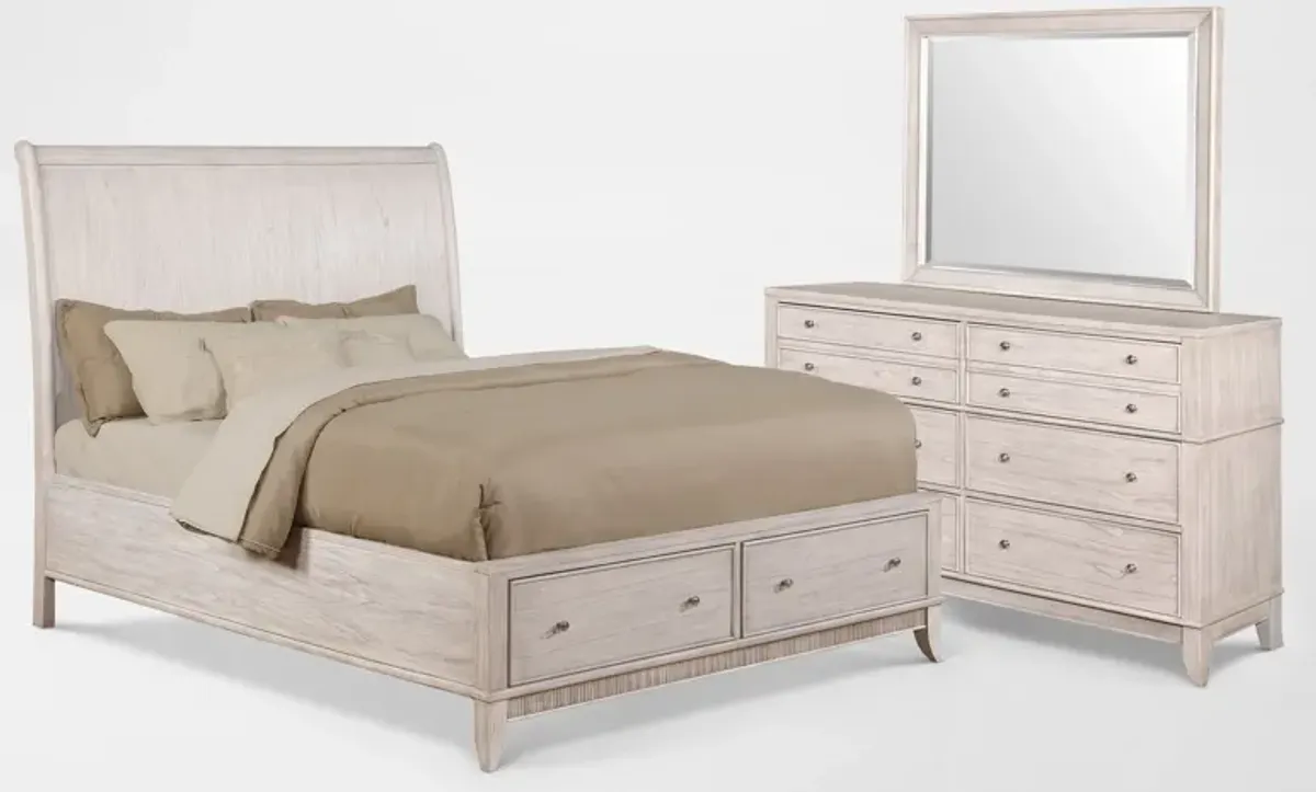 Hazel 5-Piece Queen Bedroom Set with Dresser and Mirror - Water White