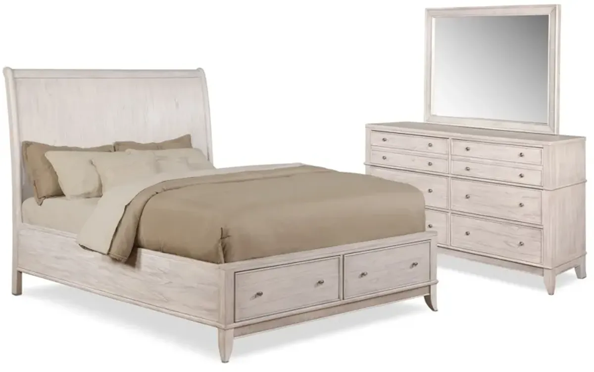 Hazel 5-Piece King Bedroom Set with Dresser and Mirror - Water White