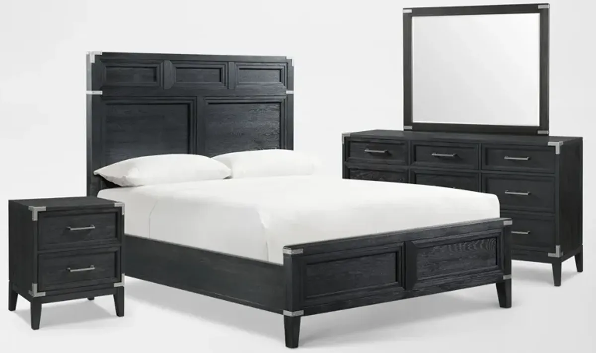 Madrid 6-Piece Queen Bedroom Set with Dresser, Mirror, and Nightstand with USB Charging