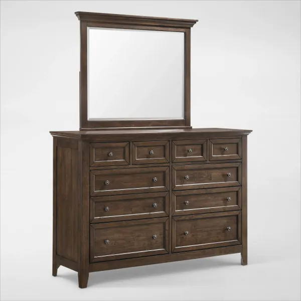 Lincoln Solid Wood Dresser and Mirror - Hickory