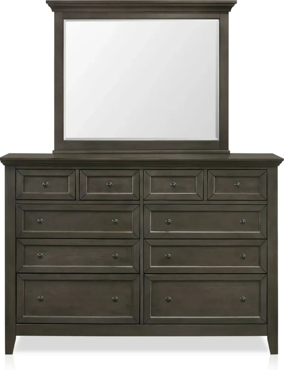Lincoln Solid Wood Dresser and Mirror - Gray