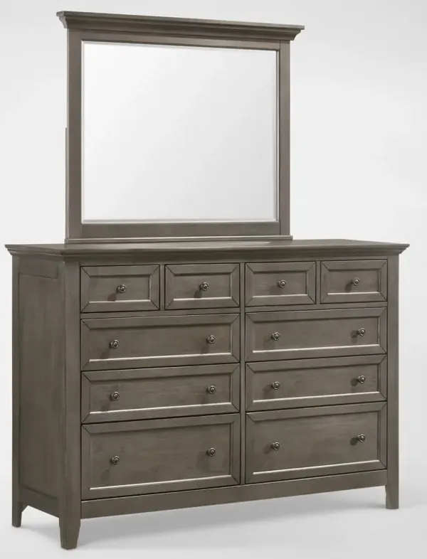 Lincoln Solid Wood Dresser and Mirror - Gray