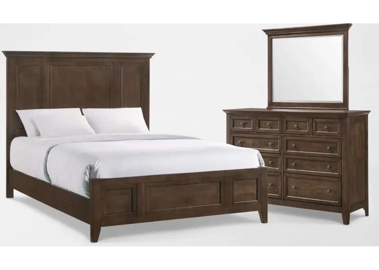 Lincoln 5-Piece King Bedroom Set with Dresser and Mirror - Hickory