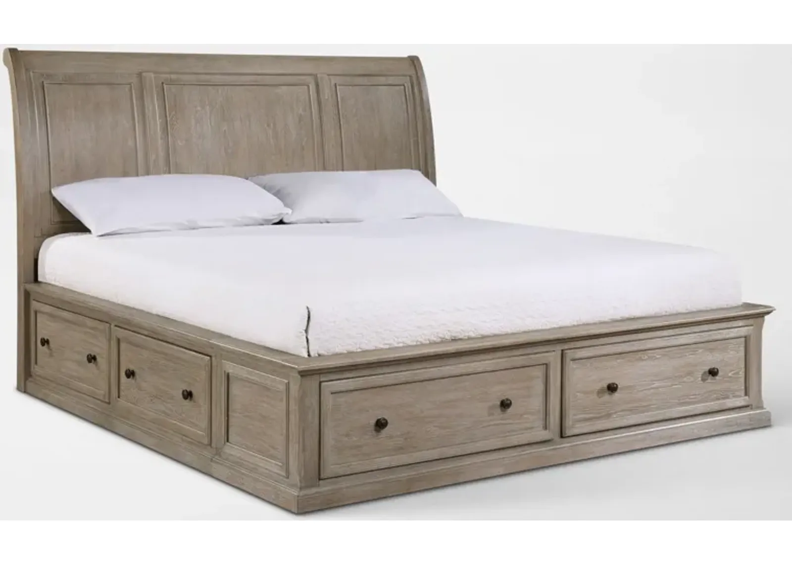 Hanover Storage King Sleigh Bed - Taupe