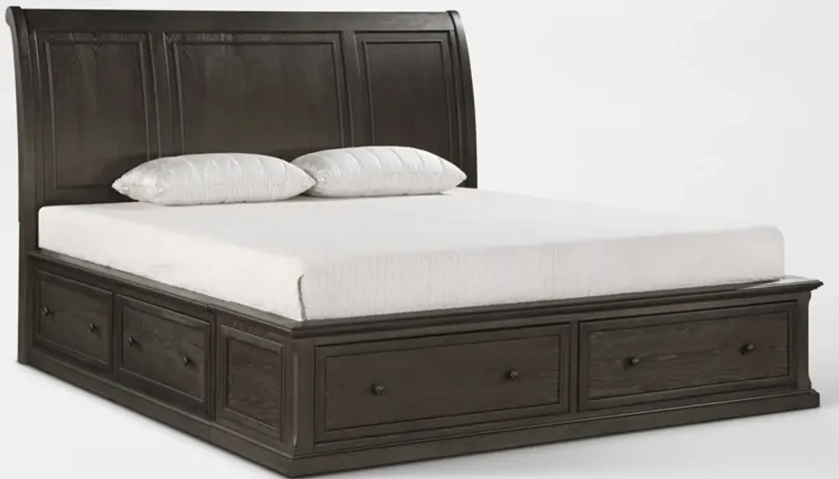 Hanover Storage Queen Sleigh Bed - Tobacco