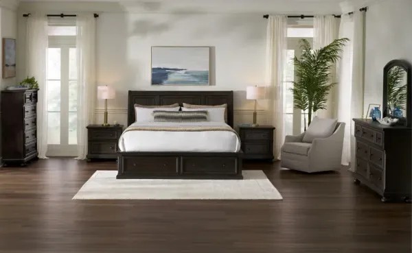 Hanover 5-Piece Storage Sleigh King Bedroom Set with Dresser and Mirror - Tobacco