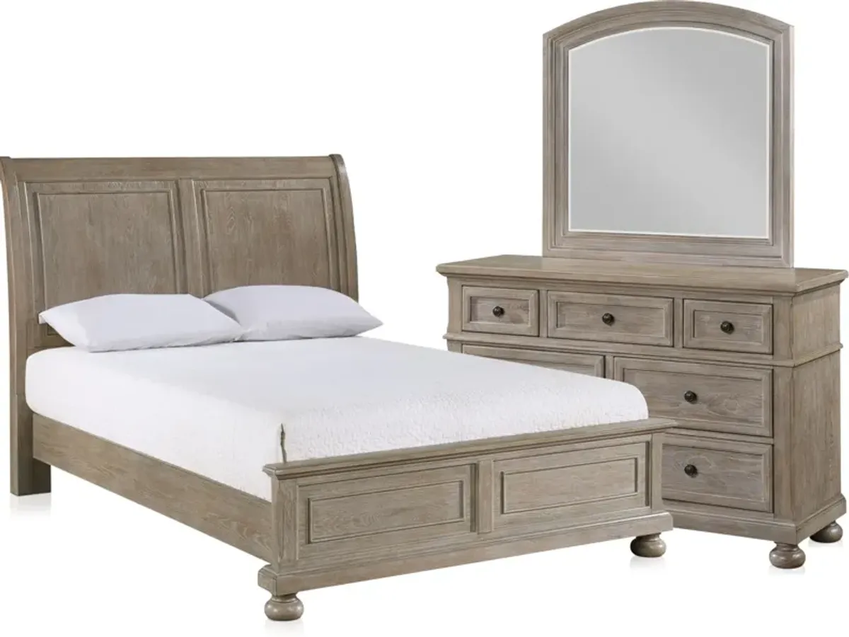 Hanover 5-Piece Youth Sleigh Full Bedroom Set with Dresser and Mirror - Taupe