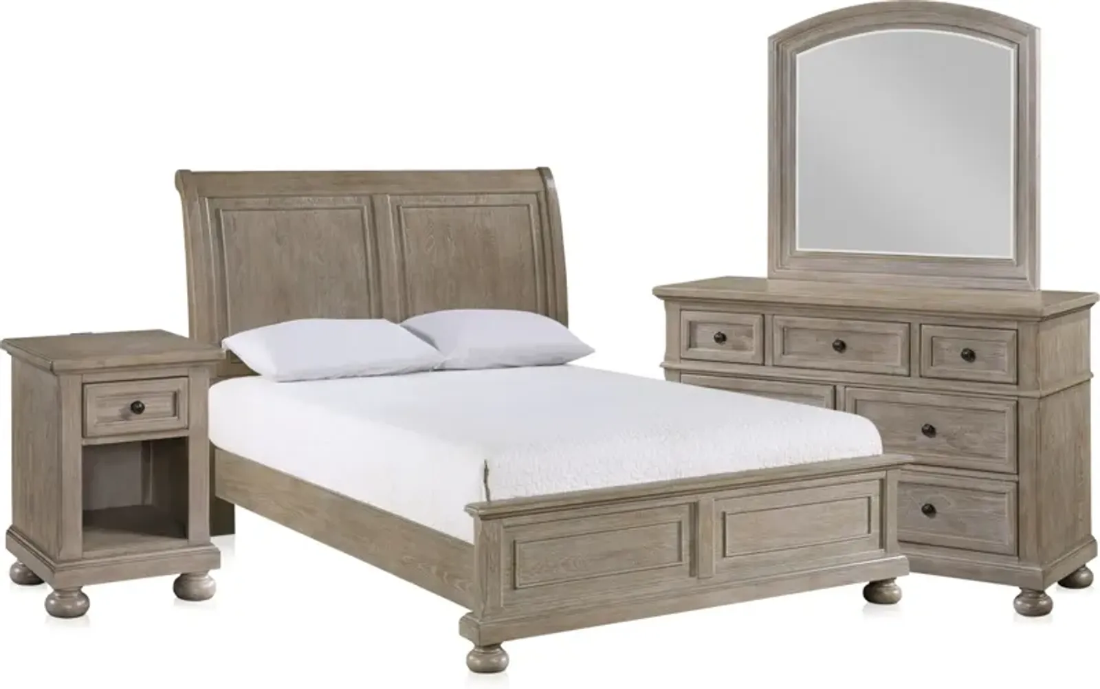 Hanover 6-Piece Youth Sleigh Full Bedroom Set with Dresser, Mirror and Nightstand with USB Charging