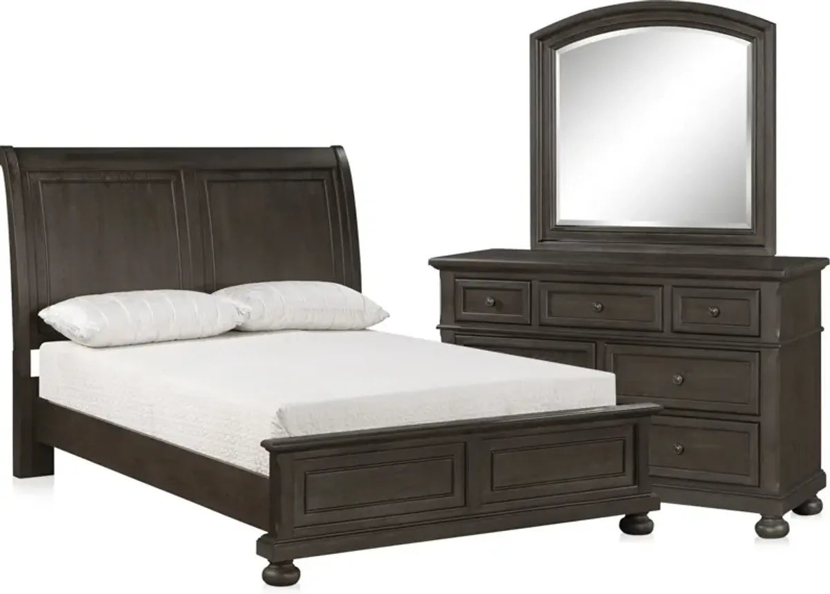 Hanover 5-Piece Youth Sleigh Full Bedroom Set with Dresser and Mirror - Tobacco