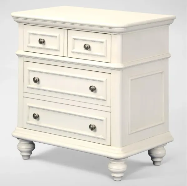 Charleston Nightstand with USB Charging - White