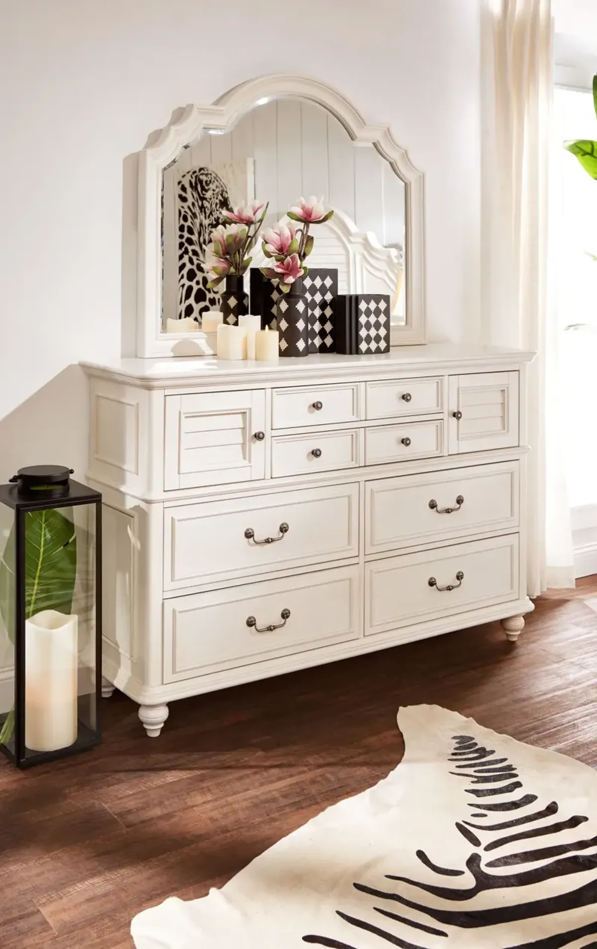 Charleston Dresser and Mirror - White